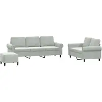 vidaXL Ensemble de canapés 3 pièces avec coussins gris clair velours