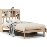 vidaXL Lit en bois massif avec étagère sans matelas 90x200 cm pin