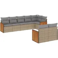 vidaXL Ensemble de jardin canapé 8 pièces avec coussins Beige Poly Rattan