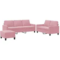 vidaXL Ensemble de canapés 3 pièces avec coussins Rose velours