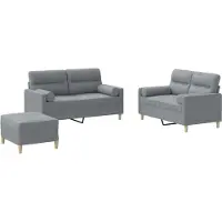 vidaXL Ensemble de canapés 3 pièces avec coussins Tissu gris clair