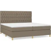 vidaXL Lit boxspring avec matelas Taupe 200x200 cm Tissu