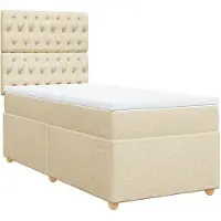 vidaXL Lit boxspring avec matelas Crème 90x200 cm Tissu