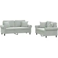 vidaXL Ensemble de canapés 2 pièces avec coussins gris clair velours