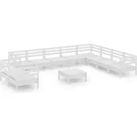 vidaXL Ensemble salon de jardin 11 pièces pin massif blanc