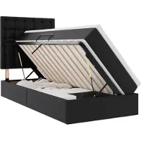 vidaXL Lit avec rangement avec tête de lit, noir, 90 x 200 cm, simili cuir