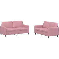 vidaXL 2-pc. Ensemble canapé velours rose