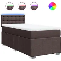vidaXL Lit boxspring avec matelas brun foncé 100x200 cm Tissu