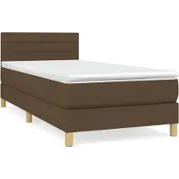 vidaXL Lit boxspring avec matelas brun foncé 90x200 cm Tissu
