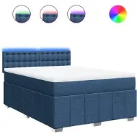 vidaXL Lit boxspring avec matelas bleu 140x200 cm Tissu