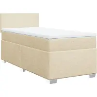 vidaXL Lit boxspring avec matelas Crème 100x200 cm Tissu
