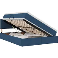 vidaXL Lit coffre LED avec matelas, bleu, 140 x 200 cm, tissu