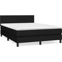 vidaXL Lit boxspring avec matelas noir 140x200 cm Tissu