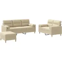 vidaXL Ensemble de canapés 3 pièces avec coussins Crème Tissu