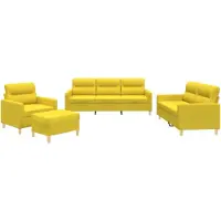 vidaXL Ensemble de canapés 4 pièces avec coussins Tissu jaune clair