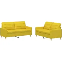 vidaXL Ensemble de canapés 2 pièces avec coussins Tissu jaune clair