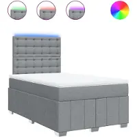 vidaXL Lit boxspring avec matelas gris clair 120x190 cm Tissu