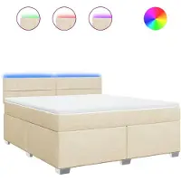 vidaXL Lit boxspring avec matelas Crème 180x200 cm Tissu