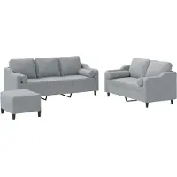 vidaXL Ensemble de canapés 3 pièces avec coussins Tissu gris clair