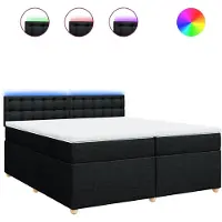 vidaXL Lit boxspring avec matelas noir 200x200 cm tissu