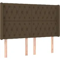 vidaXL Tête de lit avec oreilles brun foncé 163x16x118/128 cm Tissu