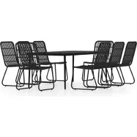 vidaXL Ensemble de jardin 9 pièces noir