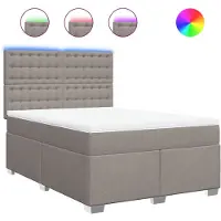 vidaXL Lit boxspring avec matelas Taupe 160x200 cm Tissu