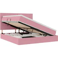 vidaXL Lit coffre à LED avec matelas, rose, 160 x 200 cm, velours
