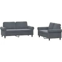 vidaXL Ensemble de canapés 2 pièces avec coussins gris foncé velours