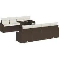 vidaXL Ensemble de salon de jardin , 9 pièces, couleur marron, en résine tressée