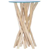 vidaXL Table basse avec plateau en verre 35x35x50 cm bois massif teck