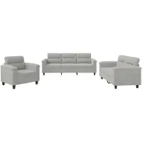 vidaXL Ensemble de canapés 3 pièces avec coussins gris clair tissu microfibre