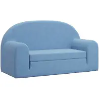 vidaXL Canapé-lit pour enfants 2 places Bleu Peluche douce