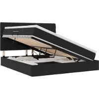 vidaXL Lit de rangement avec matelas noir 160 x 200 cm velours
