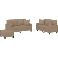 vidaXL Ensemble de canapés 3 pièces avec coussins Cappuccino-Brun Similicuir