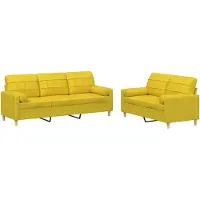 vidaXL Ensemble de canapés 2 pièces avec coussins Tissu jaune clair