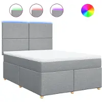 vidaXL Lit boxspring avec matelas gris clair 140x200 cm Tissu