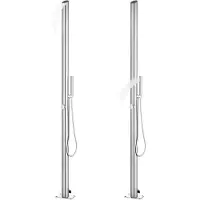 vidaXL Douche de jardin avec plaque de sol grise 225 cm acier inoxydable