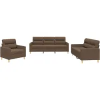 vidaXL Ensemble de canapés 3 pièces avec coussins Tissu brun