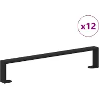 vidaXL Pieds de meuble 12 pcs Noir 54,6 x 4 x 10 mm Fer