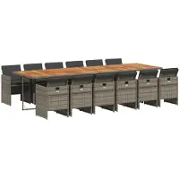 vidaXL Ensemble de jardin 13 pièces avec coussins Gris Poly rotin