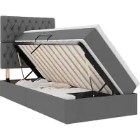 vidaXL Lit coffre avec matelas, gris foncé, 90 x 200 cm, revêtement en tissu