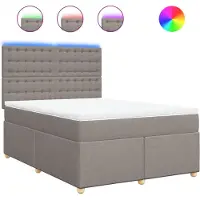 vidaXL Lit boxspring avec matelas Taupe 140x200 cm Tissu