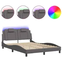 vidaXL Cadre de lit avec LED Gris 120x200 cm Similicuir