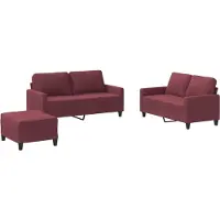vidaXL Ensemble de canapés 3 pièces avec coussins vin rouge Tissu