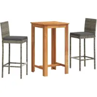 vidaXL Ensemble de bar de jardin 3 pièces Gris Bois massif Acacia et poly rotin