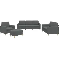 vidaXL Ensemble de canapés 4 pièces avec coussins Tissu gris foncé