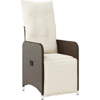 vidaXL Fauteuil de jardin Réglable avec coussins Marron Poly Rattan