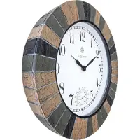 Nextime Horloge de jardin Aster large Ø 43.5 cm, Beige/Gris/Noir (43.50 cm)