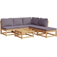vidaXL Ensemble de salon de jardin 6 pièces avec coussins en bois massif d'acacia